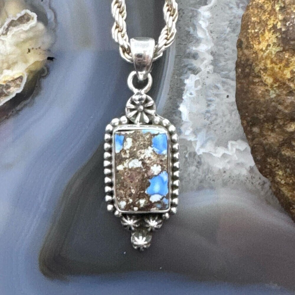 Sterling Southwestern Style Golden Hill Turquoise Decorated Pendant For Women